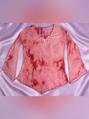 Vintage y2k Bell Sleeve Fairycore Coquette Tie Dye Top M/L